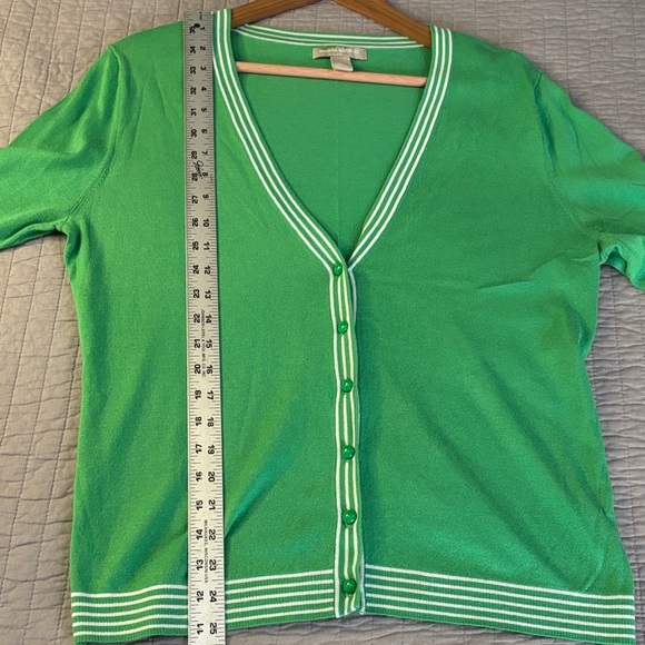 Preppy Chic! Banana Republic Green Tipped Cardigan - Picture 5 of 8